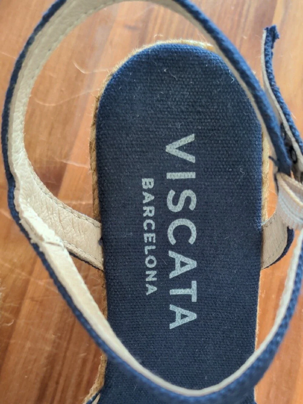 Viscata Navy Espadrille Wedge Sandals with Ankle Strap